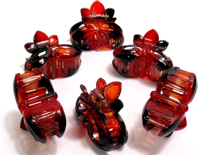 6 haarklemmen bloem 6 cm bruin - Herfst - Herfstkleuren