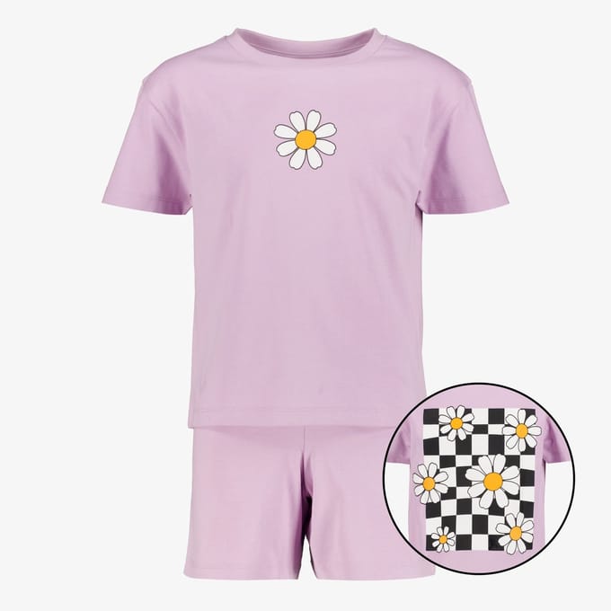 Madeliefjes kinder shortama lila - Maat 122/128