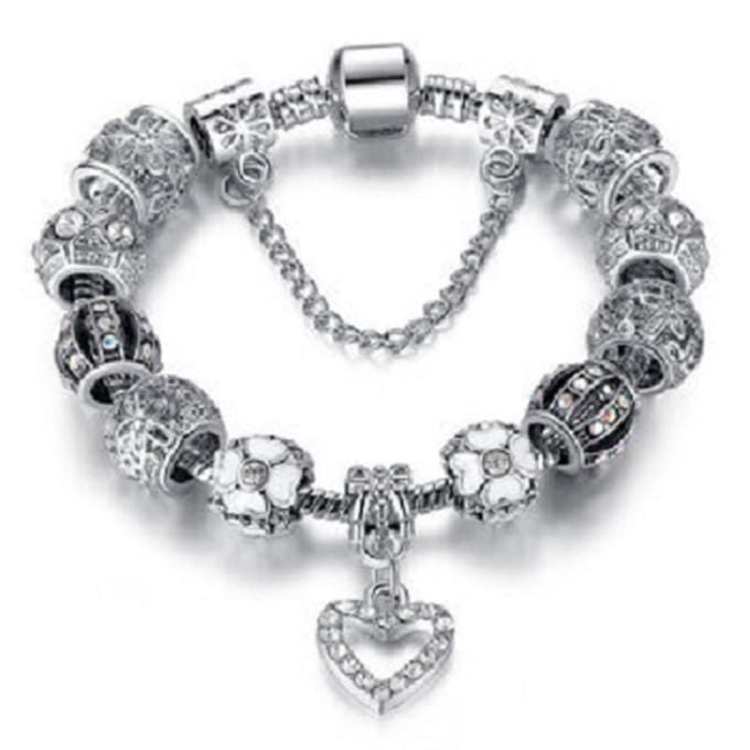 Bedelarmband hart zilver