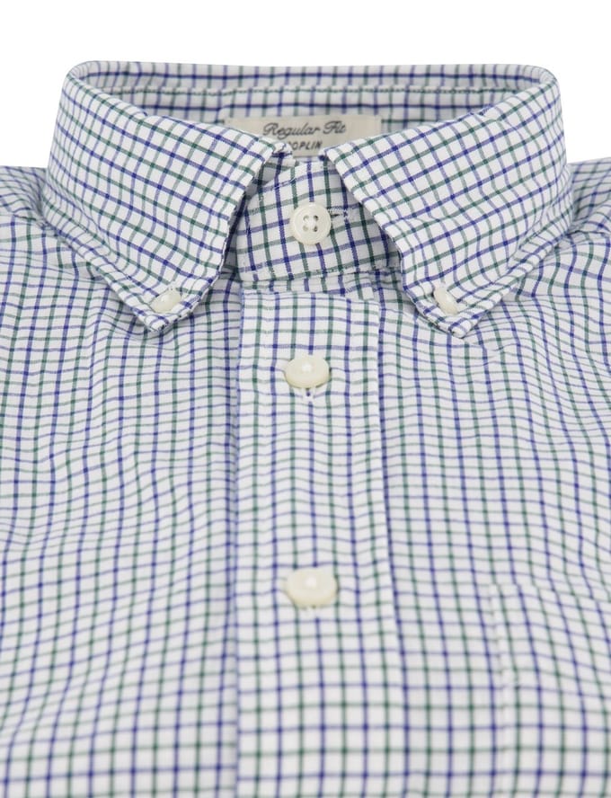 Gant overhemd blauw geruit lange mouwen