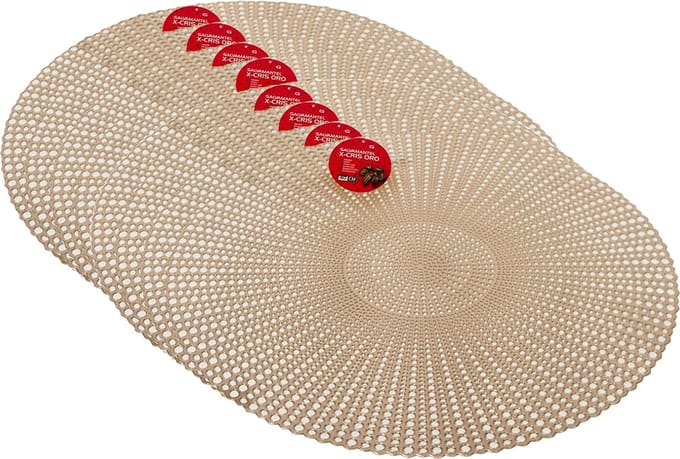 Placemats - rond - D40 cm - goud - 8x stuks - kunststof