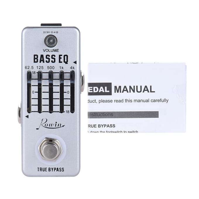 Rowin guitare basse égaliseur effet pédale 5 bandes EQ corps en alliage d'aluminium True Bypass white