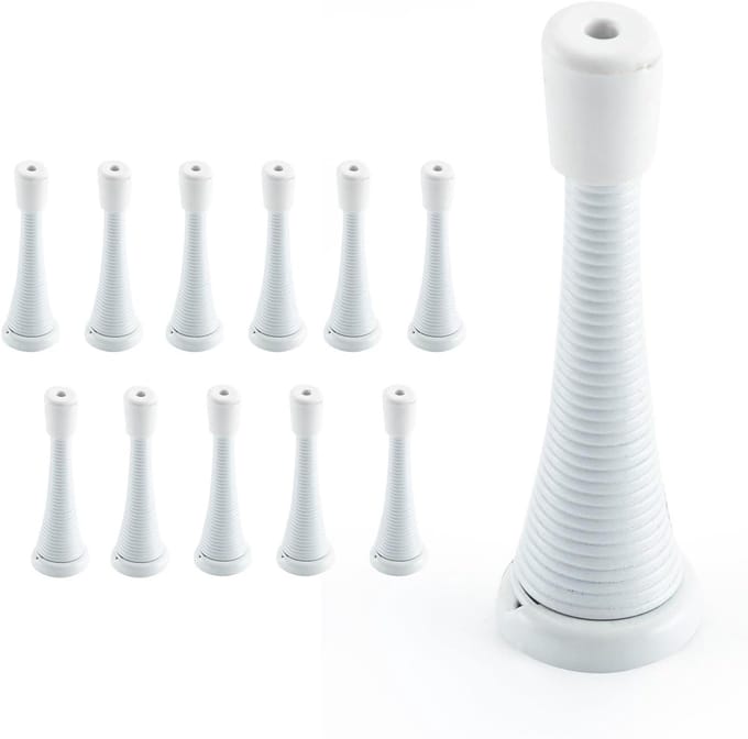 Veerdeurstops - Deurveren Deurhouders - Muren Beschermen - Met Rubberen Punt - 12 stuks - Wit