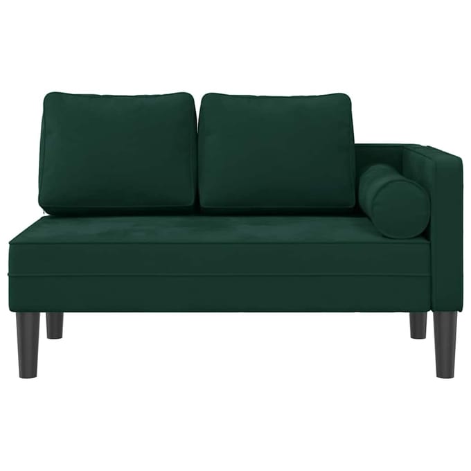 vidaXL - Chaise - longue - met - kussens - fluweel - donkergroen