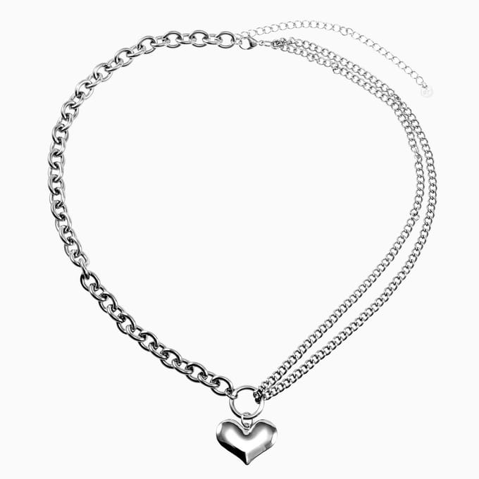 Dottilove Ketting Dames - RVS Plated - Schakelsketting met Hart - Verstelbaar