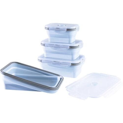 GourmetMaxx Voorraadbox Set van 4 stuks Silicone Lichtblauw 15096
