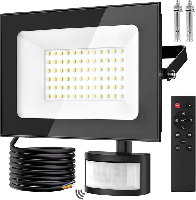 Krachtige 50W LED Buitenlamp met Bewegingssensor en Afstandsbediening, IP66 Waterdicht