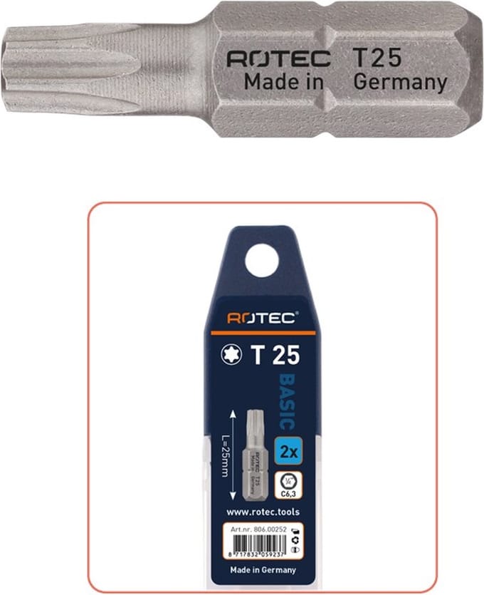 Rotec PRO Schroefbit T 9, L=25, C6.3, BASIC (vpe 2)