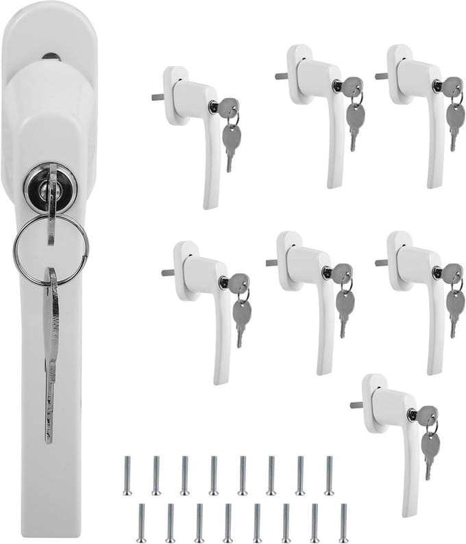 Afsluitbare Raamgreep van Aluminiumlegering - 8 Stuks met Sleutel voor Kinderbeveiliging - 36 mm