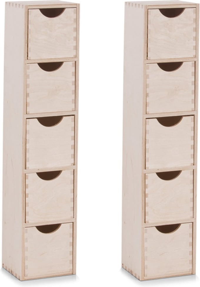 Zeller ladeblok bureau - 2x - 5 lades - 12 x 13 x 60 cm - hout