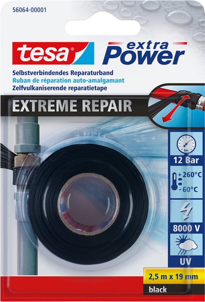 Reparatietape tesa® Extreme Repair 2.5mx19mm zwart | 6 stuks