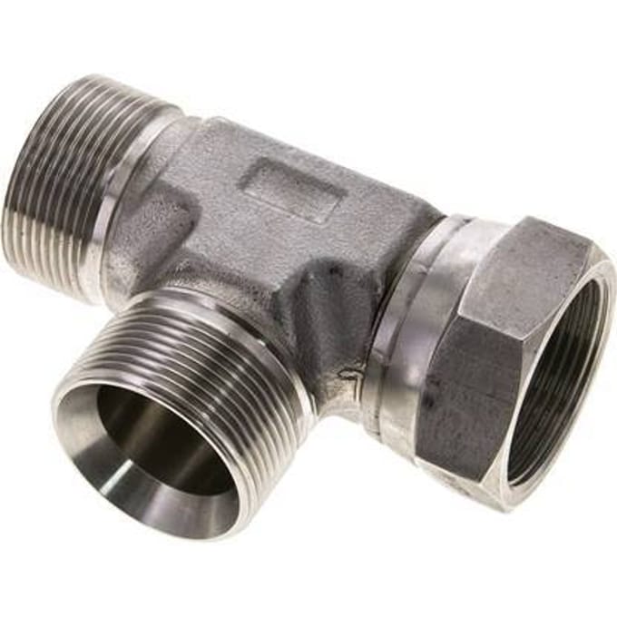 T-koppeling G1 1/2" Buitendraad x Binnendraad RVS Hydrauliek 190bar (2669.5psi)
