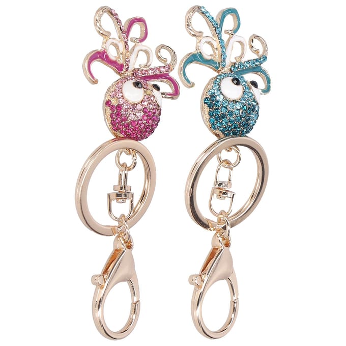 2 STKS Mode Octopus Vorm Strass Sleutelhanger Sleutelhanger Tas Charm Hanger Cadeau(Blauw Roos Rood ) gray