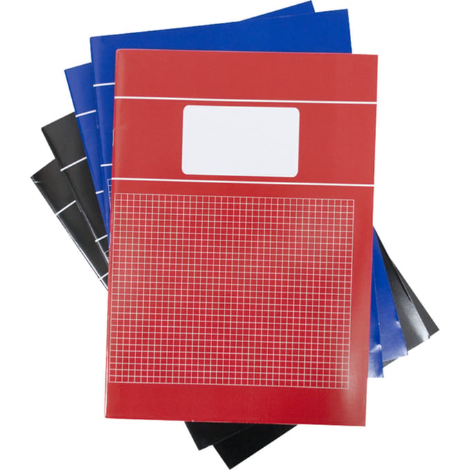 Verhaak 5-pak schriften - Ruit 5mm - A4 Formaat - Basic - Rood / Blauw / Zwart
