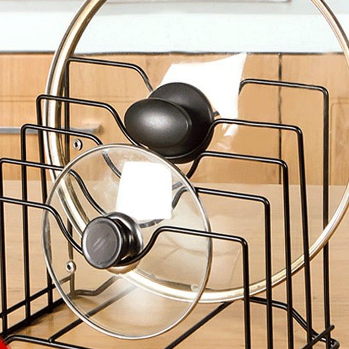 Support de couvercles de casseroles Fer Cuisine Support de rangement pour planches à découper Support de rangement multifonctionnel pour assiettes black