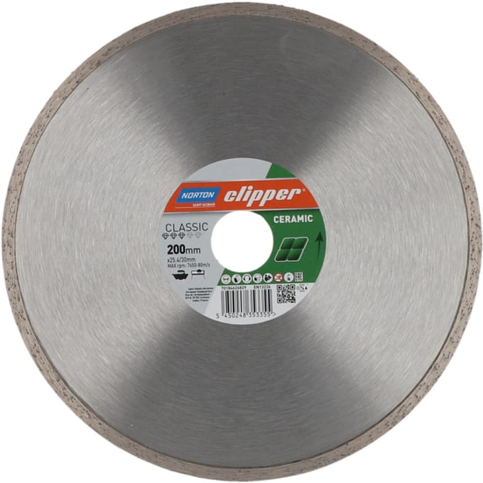 NORTON CLIPPER Diamantslijpschijf Classic Ceramic D.200mm Asgat.30/25,4mm 1,7mm - 70184626829