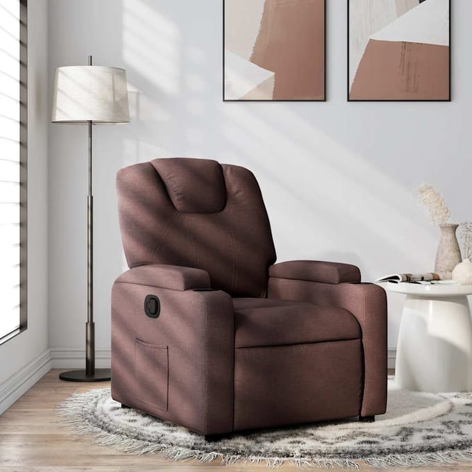 vidaXL - Fauteuil - verstelbaar - stof - donkerbruin