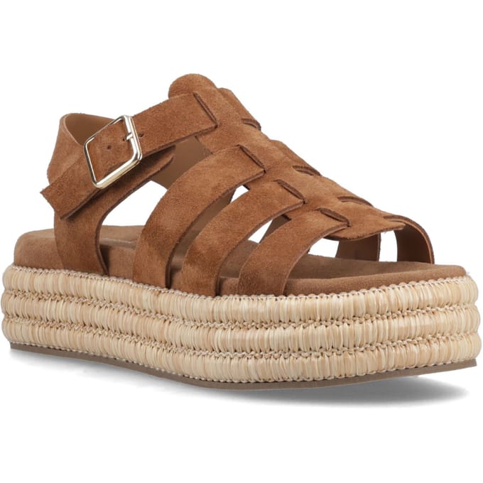 Hush Puppies Rosetta Gladiator Leren Dames Tan Sandalen