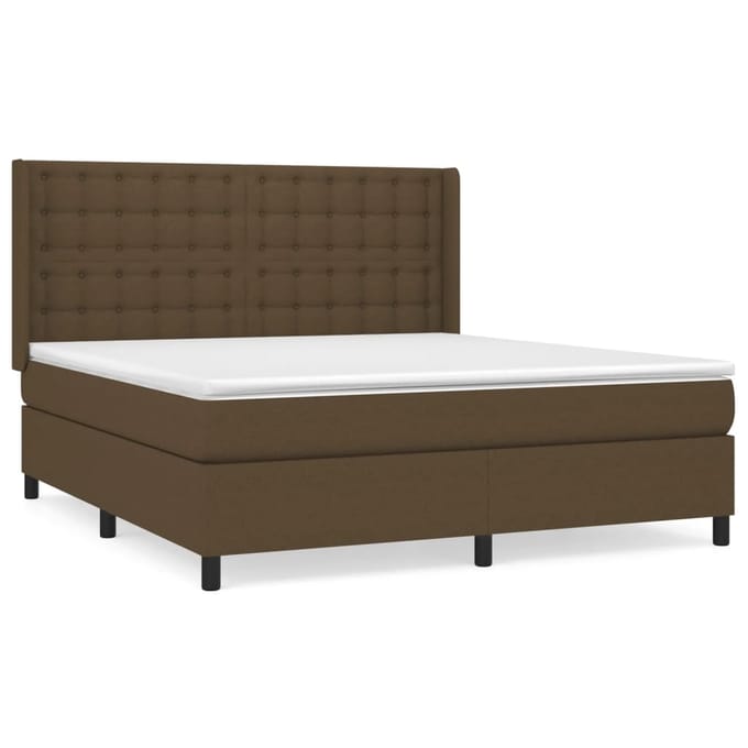 vidaXL - Boxspring - met - matras - stof - donkerbruin - 160x200 - cm