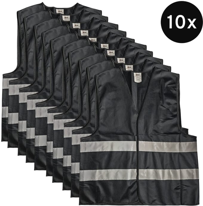 Mexxo Veiligheidshesje zwart - set van 10 - one size - reflecterend - 100% polyester