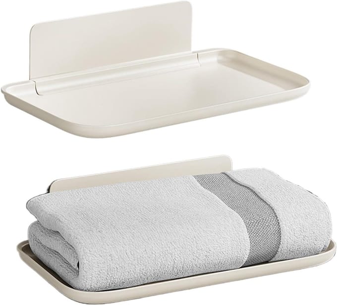 Inklapbare Wandplank - Opvouwbaar Rek - Ruimte Besparen - Zonder Boren - 28 x 16 x 7.5 cm - Wit