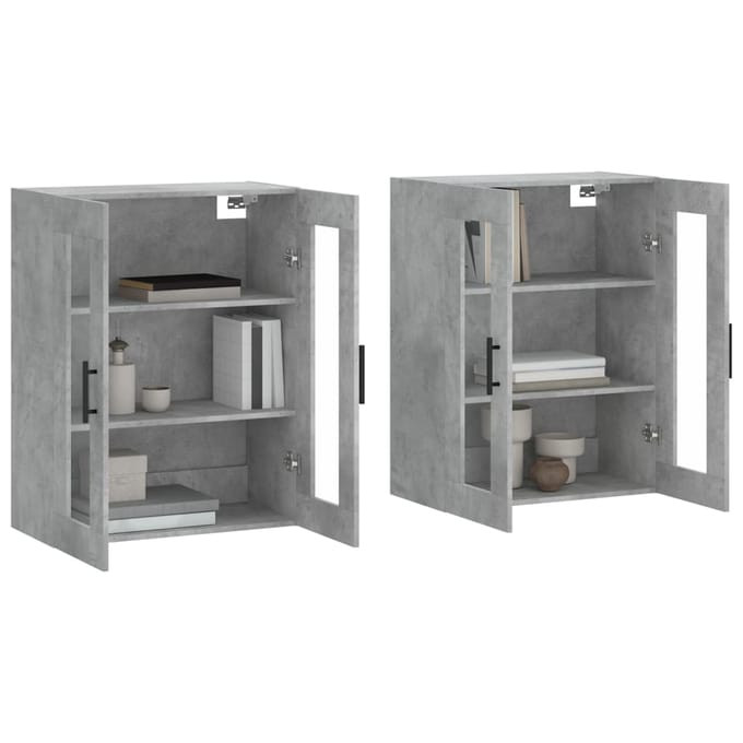vidaXL - Hangkasten - 2 - st - bewerkt - hout - betongrijs