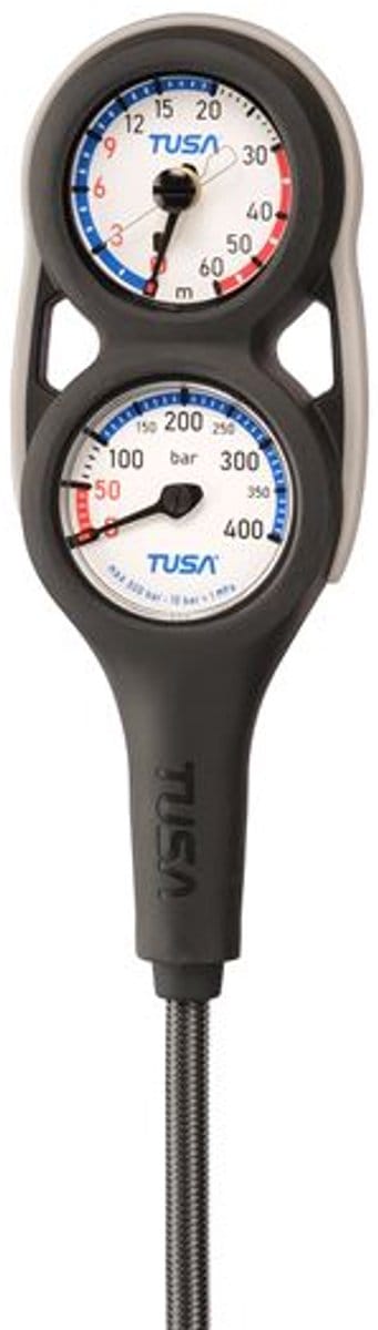 TUSA Console 2 PD 400BAR – Compacte 2-Gauge Duikconsole met Manometer en Dieptemeter – Zwart – SC-0202E BK