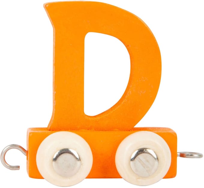 Small Foot - Houten Lettertrein Oranje - D - 12 stuks