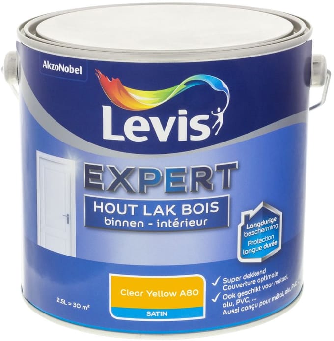 Levis - Expert Hout Lak Binnen Satin Mix - Clear Yellow A80 - Mengverf - 2,5 L