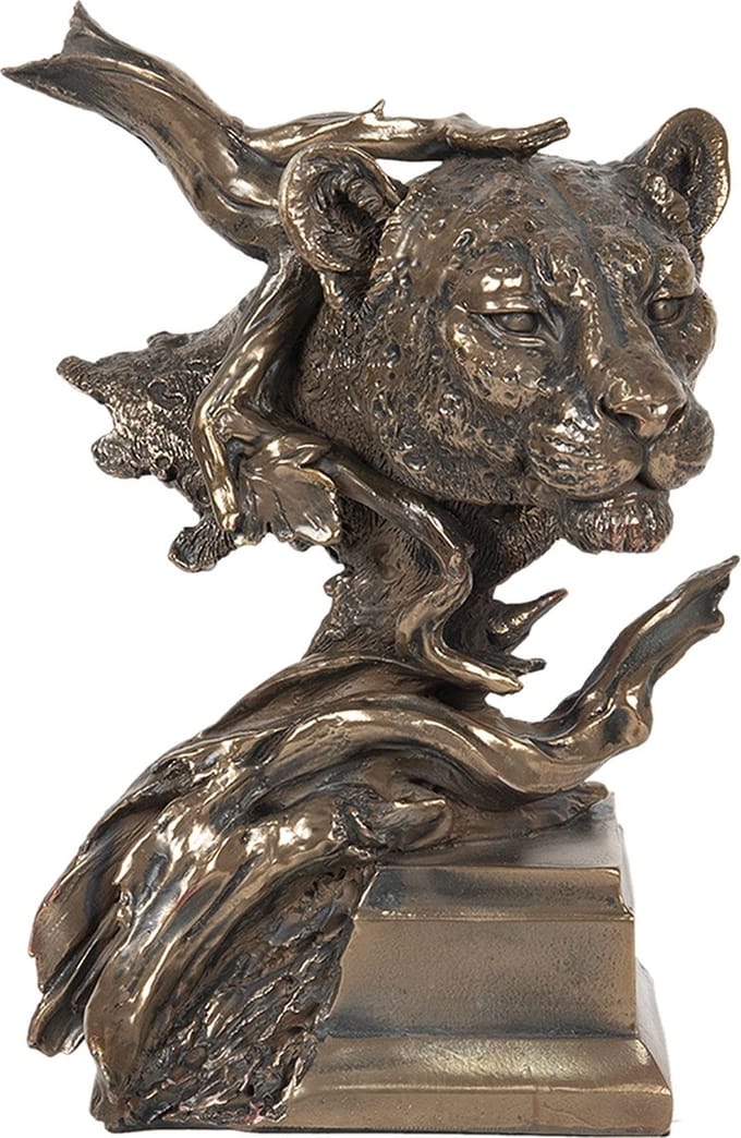 Clayre & Eef Decoratie Beeld Luipaard 18*16*32 cm Bruin Polyresin Decoratief Figuur Decoratieve Accessoires Woonaccessoires
