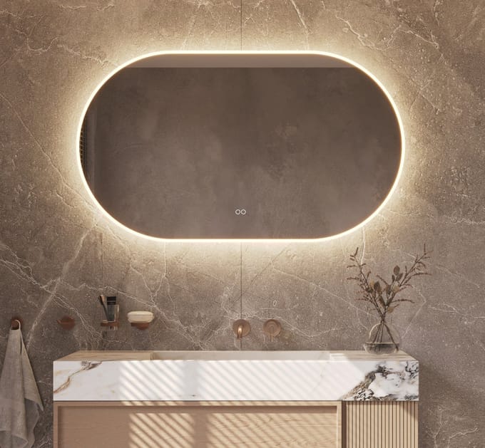 Schaere - Ovalen Badkamerspiegel - LED Verlichting - Spiegel Verwarming - Touch Sensor - Dimfunctie - 120x60 cm