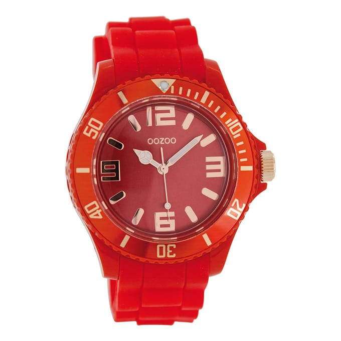 OOZOO Timepieces - Rode horloge met rode rubber band - C5050