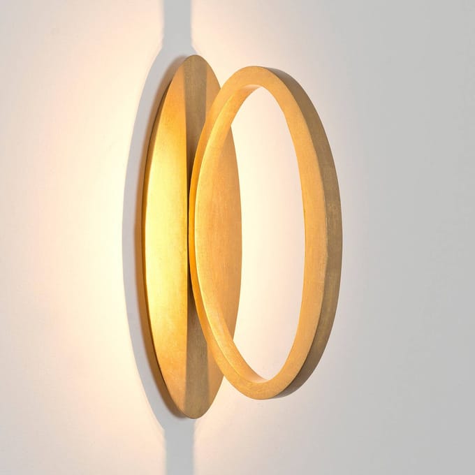 Holländer LED wandlamp ASTERISCO OVAL, goudkleurig, 45 cm, metaal, dimbaar