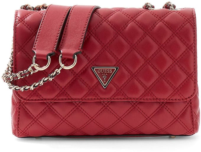 GUESS schoudertas Giully II Compound Convertible Flap Bag Dark Cherry donkerrood