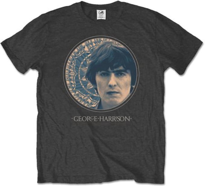 George Harrison - Circular Portrait Heren T-shirt - L - Grijs