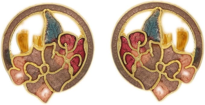 Behave - Oorclips dames - bloemmotief - bruin - 2 cm