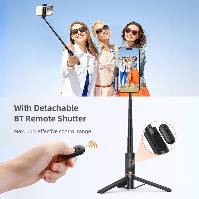 VRIG TP-17 Trépied Selfie Stick Extensible pour Téléphone Max. Longueur 75 cm avec obturateur à distance pour téléphone noir