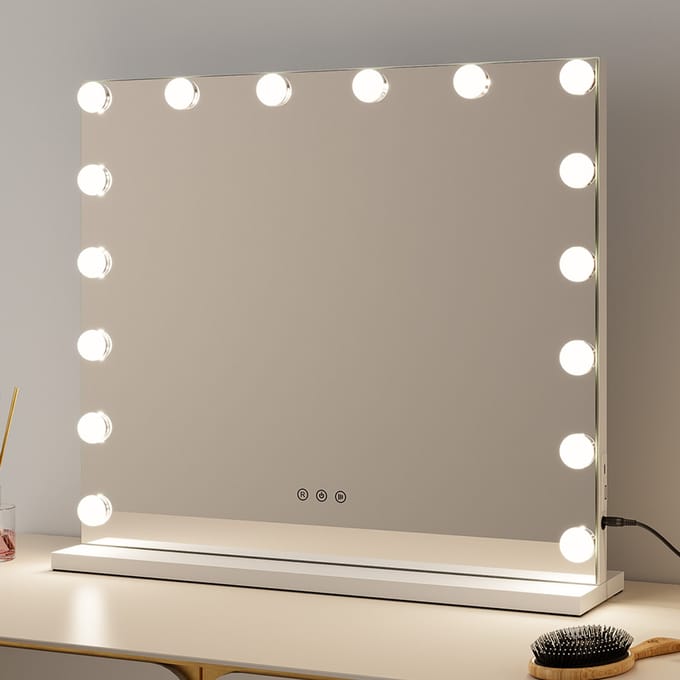 Milton & Oldbrook Hollywood Spiegel met Verlichting 60 x 52 cm Amora Wit