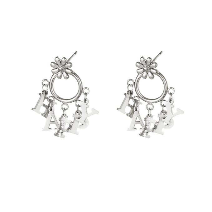 Oorbellen Happy - Zilver - RVS