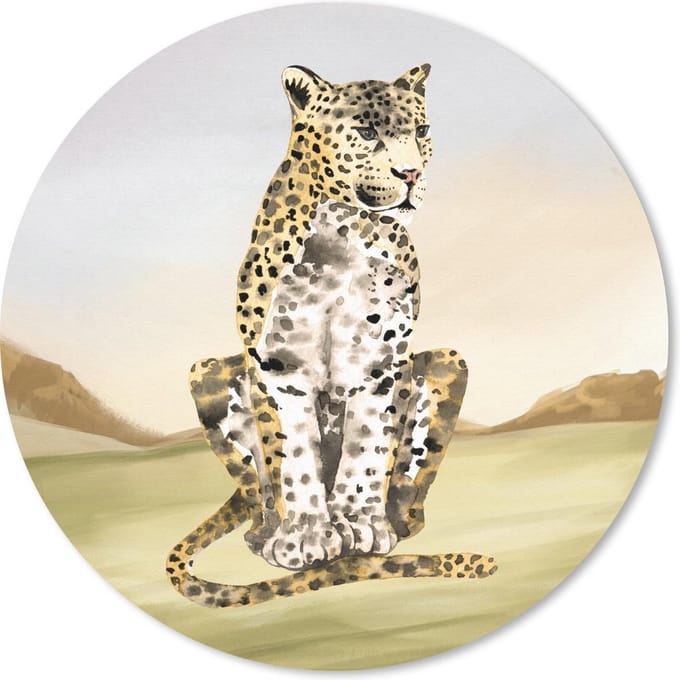 Muismat rond 20x20 cm - Mousepad Luipaard - Jungle - Gras - Ronde muismatten