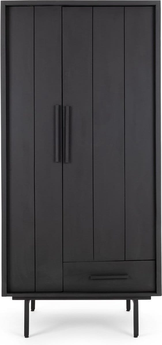 Garderobekast Jayden mangohout 180x85x65 cm - Zwart