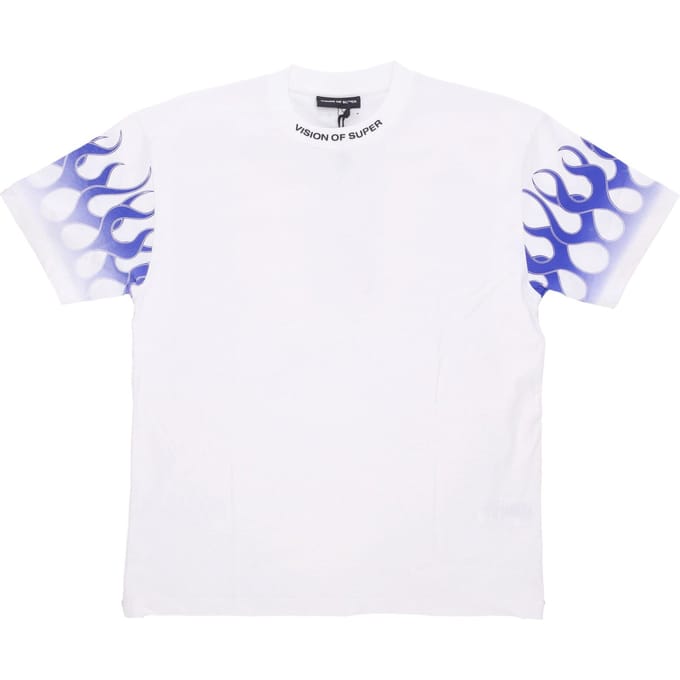 Flames Tee Heren T-shirt gebroken wit/blauw
