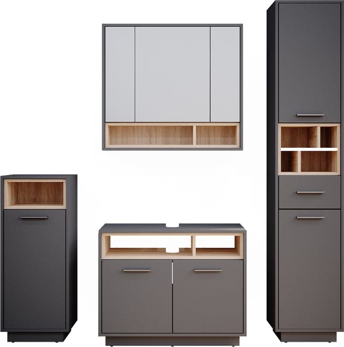 Vicco Badkamermeubel set Beatrice, Antraciet, 4-delig