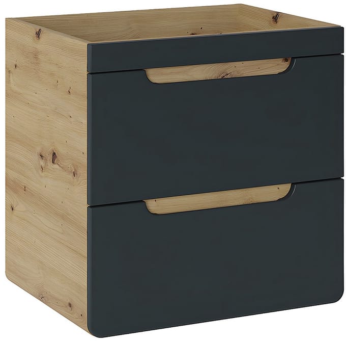 Vente-unique Zwevend waskommeubel - Naturel en antraciet - 60 cm - ARUBA