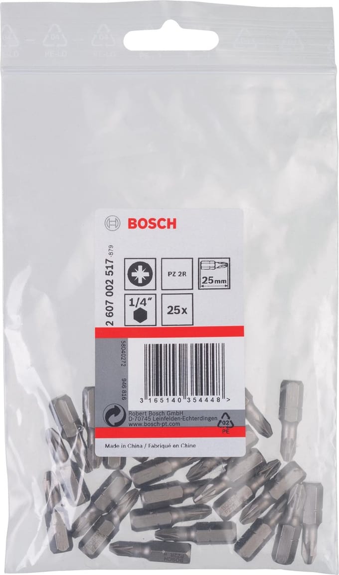 Bosch BITS PZ2REDUCERET 25MM XH 25 STK