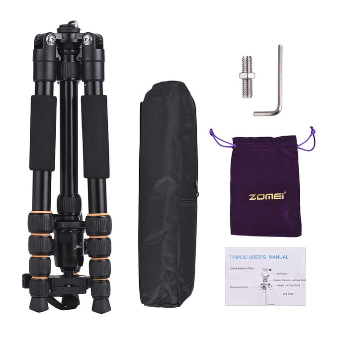 ZOMEI Q666 59 inch compacte reis draagbare aluminium camera statief monopod met balhoofd / black