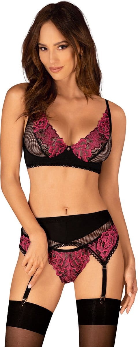 Obsessive - Rosenty 3-Delige Set - Zwart/Paars