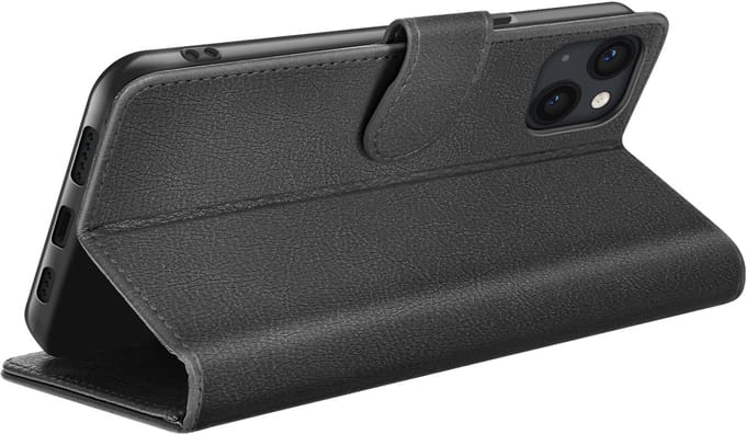 Zanae, Hoesje geschikt voor iPhone 13 Mini - Wallet Case & Magneetsluiting, Zwart