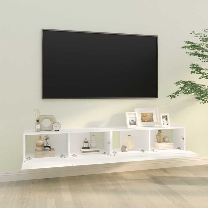 vidaXL - Tv-wandmeubels - 2 - st - 100x30x30 - cm - bewerkt - hout - wit