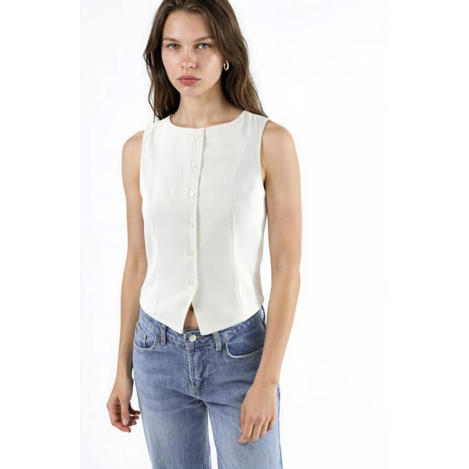 Knoploze Mouwloze Top